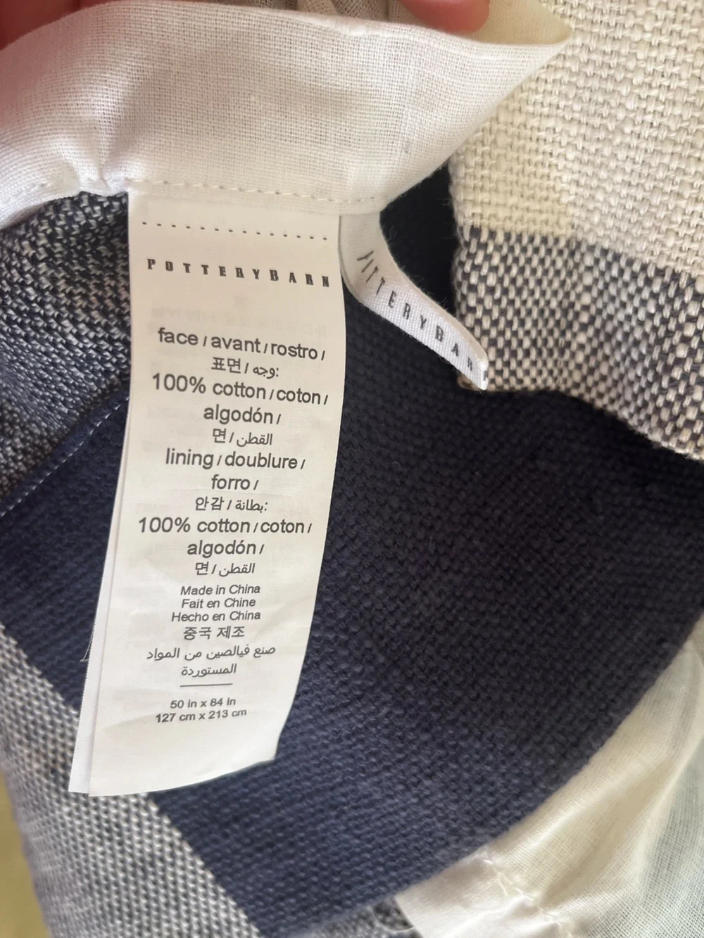 Pottery Barn Minimalist Classic Navy and Cream Buffalo Check Curtain 2 Panel